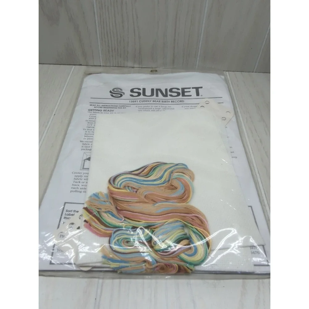 Sunset Cuddly Bear Birth Record Counted Cross Stitch Kit Ruth Morehead
